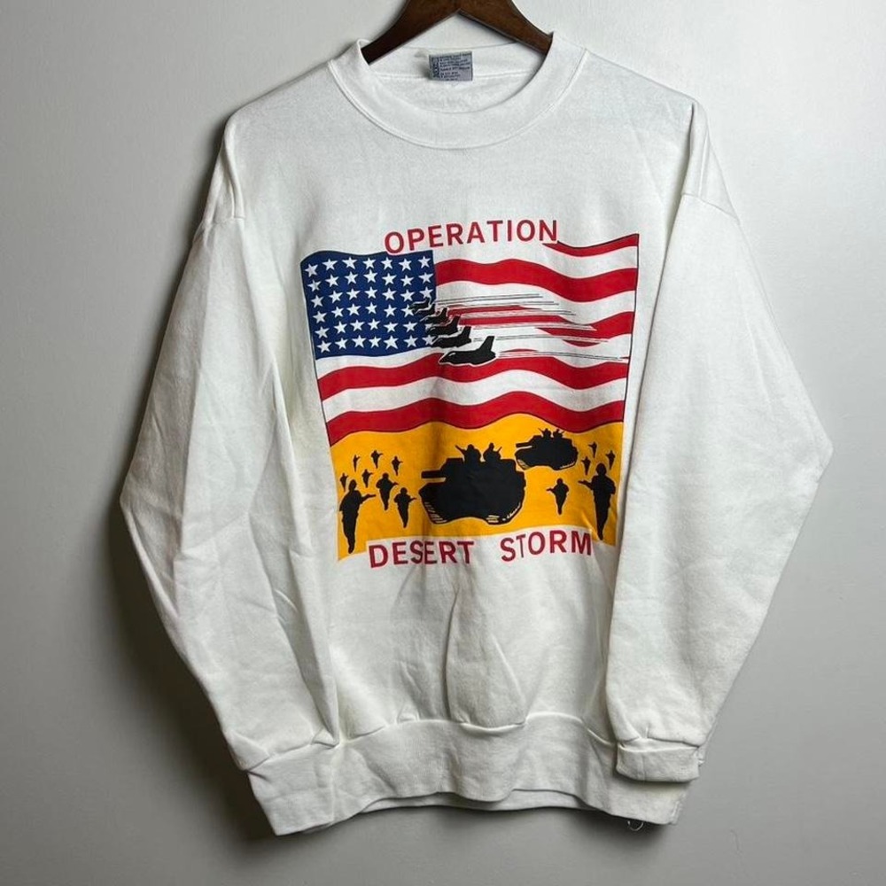 Vintage Operation Desert Storm Crewneck Extra Large White Military Appareal
